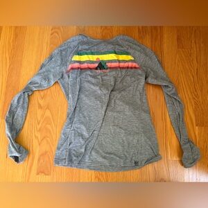L.L. Bean Sunsmart Gray Long Sleeve Tee with Rainbow Stripes